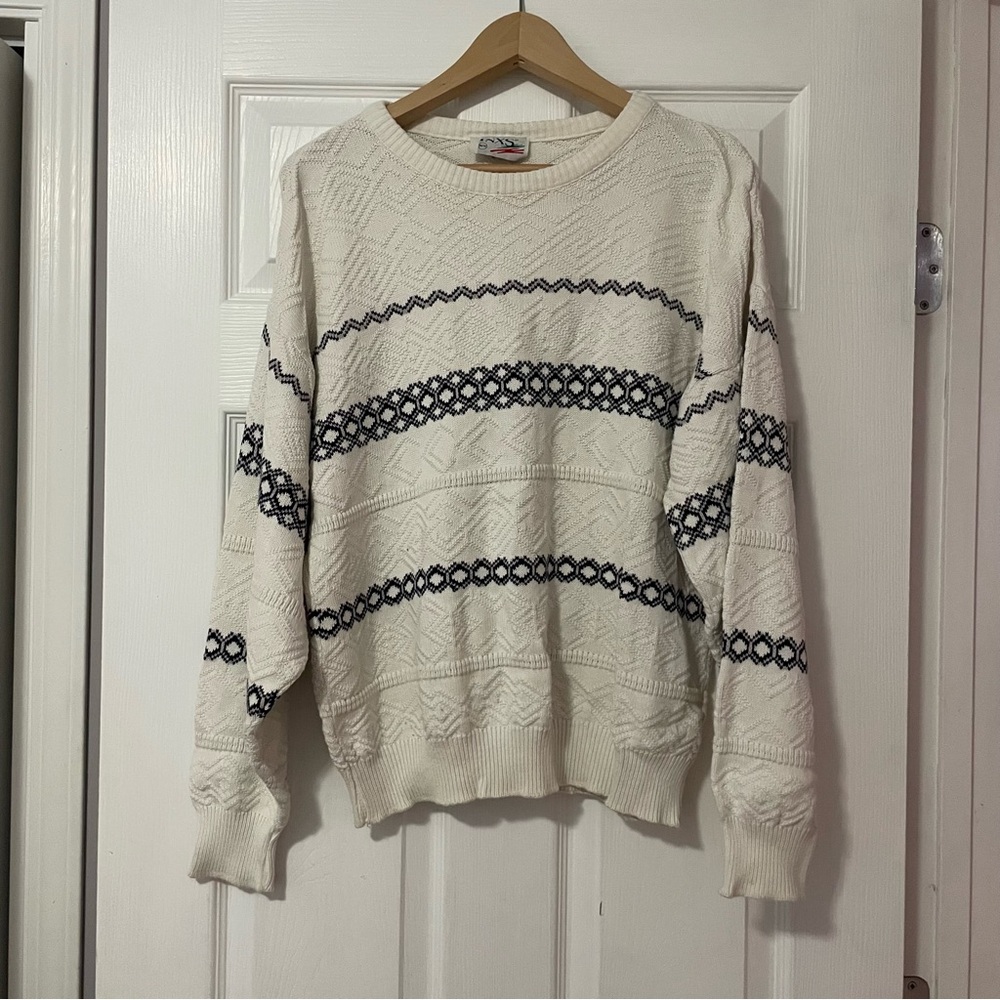 Vintage INXS Knit Crewneck - white and navy
